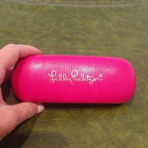 Lilly Pulitzer Pink Hard Shell Eyeglasses Case Only Lily Pink Pebble Blue Lined